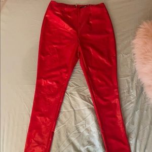 Red Vinyl Pants